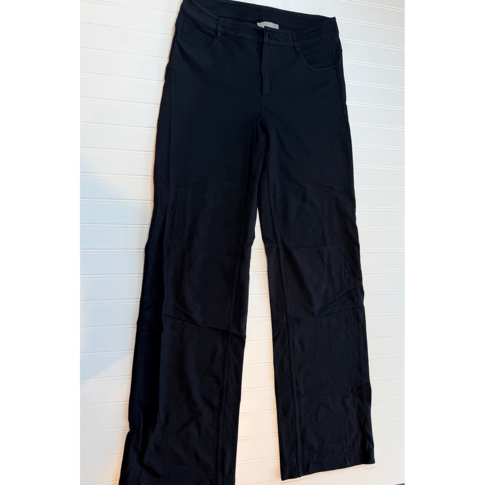Athleta Black Wide Leg Stretch Pants Five Pocket Viscose Rayon Blend RN 54023